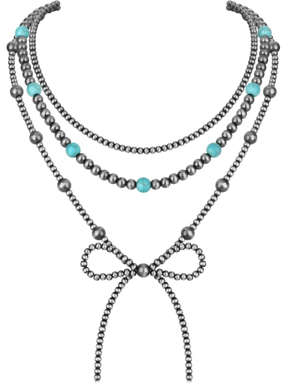 3PCS Navajo Pearl Necklace for Women Western Necklaces for Women Stackable Cowgi